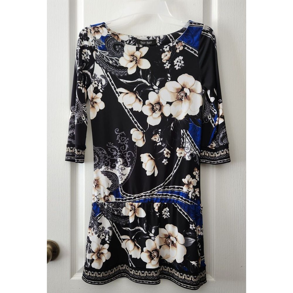White House Black Market Womens Stretch Poly 3/4 Sleeve Low Waist Dress Size XXS